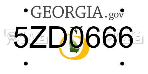 5ZD0666 Georgia License Plate
