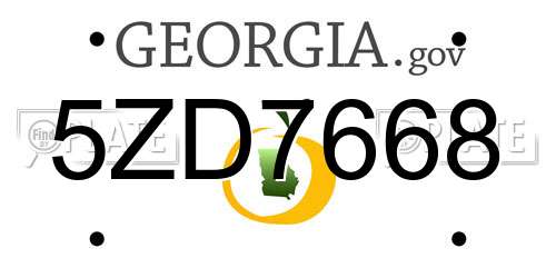 5ZD7668 Georgia License Plate