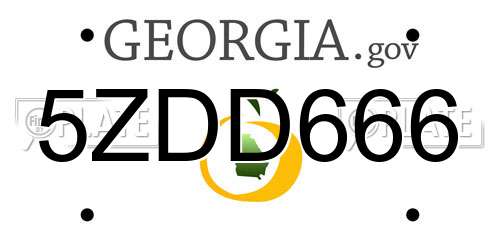 5ZDD666 Georgia License Plate