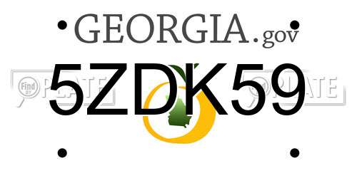5ZDK59 Georgia License Plate