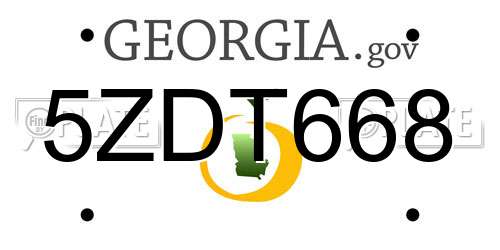 5ZDT668 Georgia License Plate