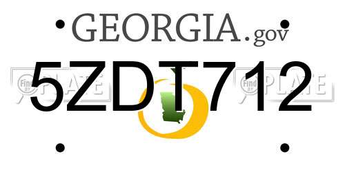 5ZDT712 Georgia License Plate