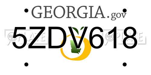 5ZDV618 Georgia License Plate