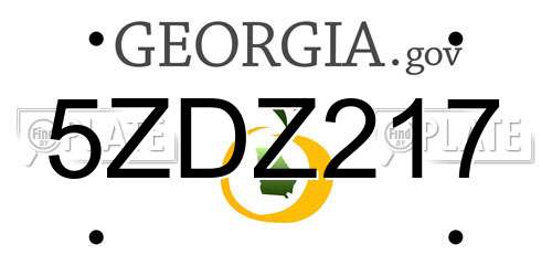 5ZDZ217 Georgia License Plate