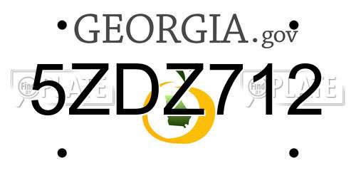 5ZDZ712 Georgia License Plate