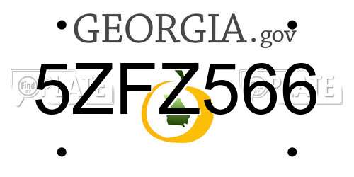 5ZFZ566 Georgia License Plate
