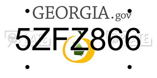 5ZFZ866 Georgia License Plate