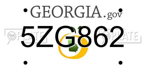 5ZG862 Georgia License Plate