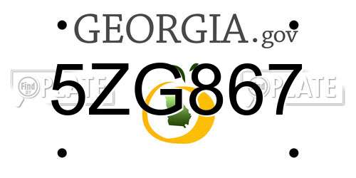 5ZG867 Georgia License Plate