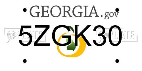 5ZGK30 Georgia License Plate