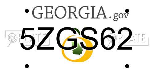 5ZGS62 Georgia License Plate