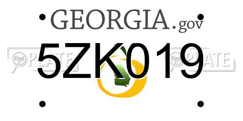 5ZK019 Georgia License Plate