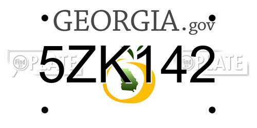 5ZK142 Georgia License Plate