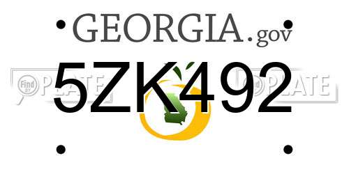 5ZK492 Georgia License Plate