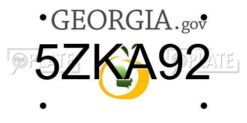 5ZKA92 Georgia License Plate