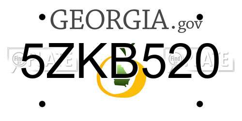 5ZKB520 Georgia License Plate