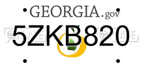 5ZKB820 Georgia License Plate