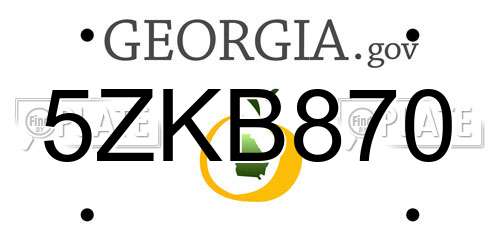 5ZKB870 Georgia License Plate