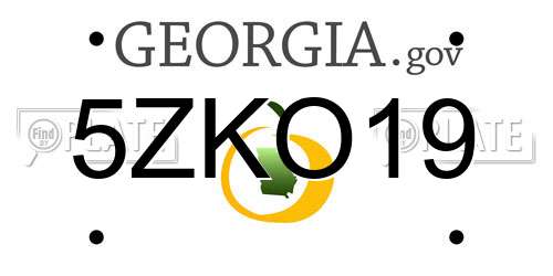 5ZKO19 Georgia License Plate