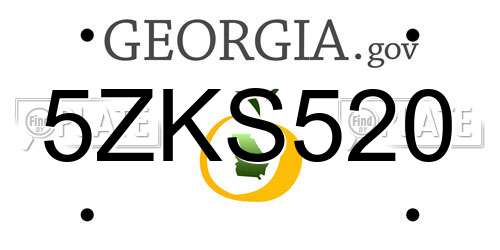 5ZKS520 Georgia License Plate