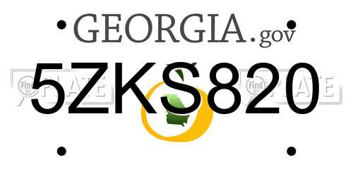 5ZKS820 Georgia License Plate