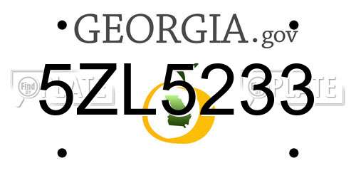 5ZL5233 Georgia License Plate