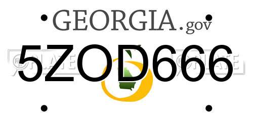 5ZOD666 Georgia License Plate