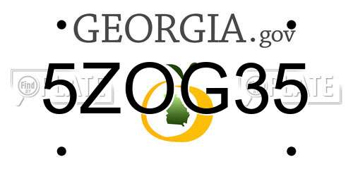 5ZOG35 Georgia License Plate