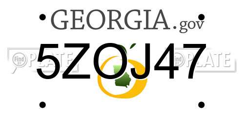 5ZOJ47 Georgia License Plate