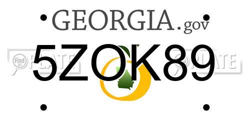 5ZOK89 Georgia License Plate