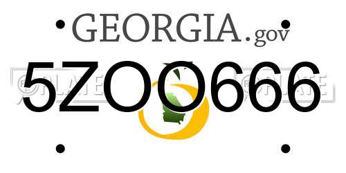 5ZOO666 Georgia License Plate