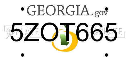 5ZOT665 Georgia License Plate
