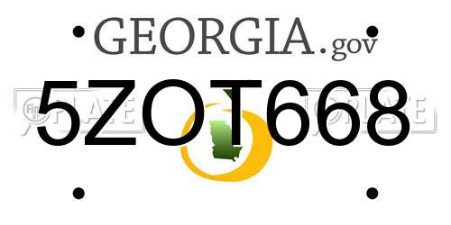 5ZOT668 Georgia License Plate