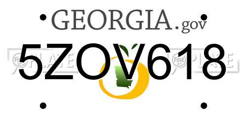 5ZOV618 Georgia License Plate