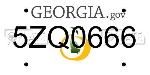 5ZQ0666 Georgia License Plate