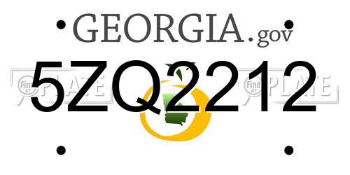 5ZQ2212 Georgia License Plate