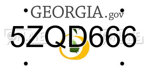 5ZQD666 Georgia License Plate