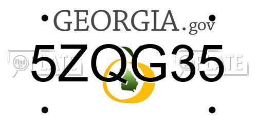 5ZQG35 Georgia License Plate