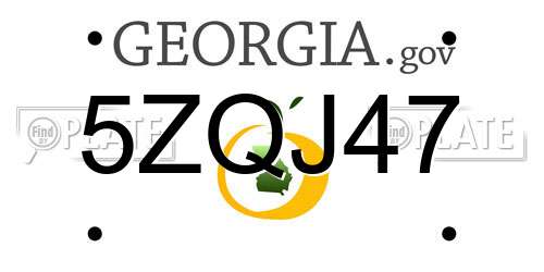 5ZQJ47 Georgia License Plate