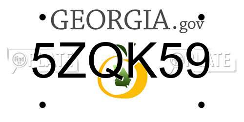5ZQK59 Georgia License Plate