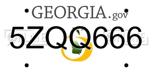 5ZQQ666 Georgia License Plate