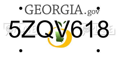 5ZQV618 Georgia License Plate