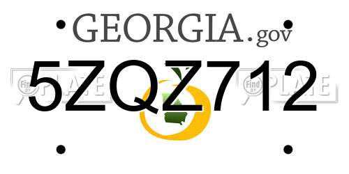 5ZQZ712 Georgia License Plate