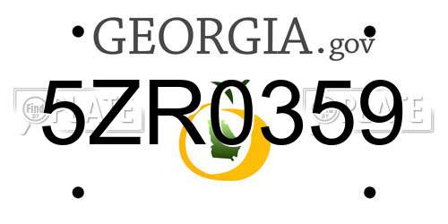 5ZR0359 Georgia License Plate