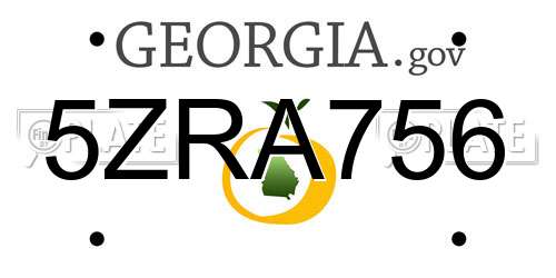 5ZRA756 Georgia License Plate