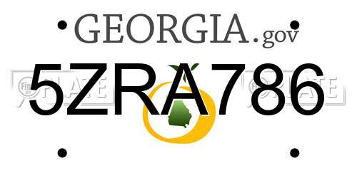 5ZRA786 Georgia License Plate