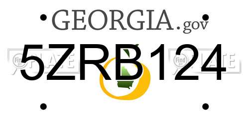 5ZRB124 Georgia License Plate