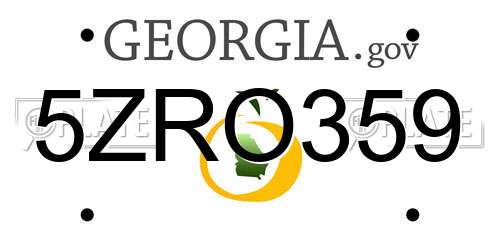 5ZRO359 Georgia License Plate