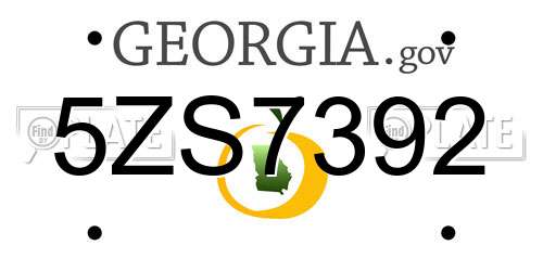 5ZS7392 Georgia License Plate