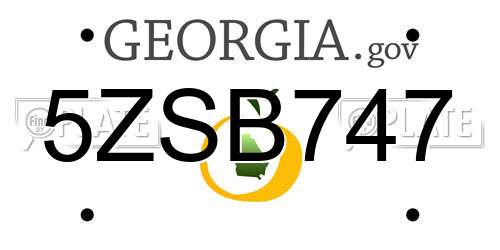 5ZSB747 Georgia License Plate